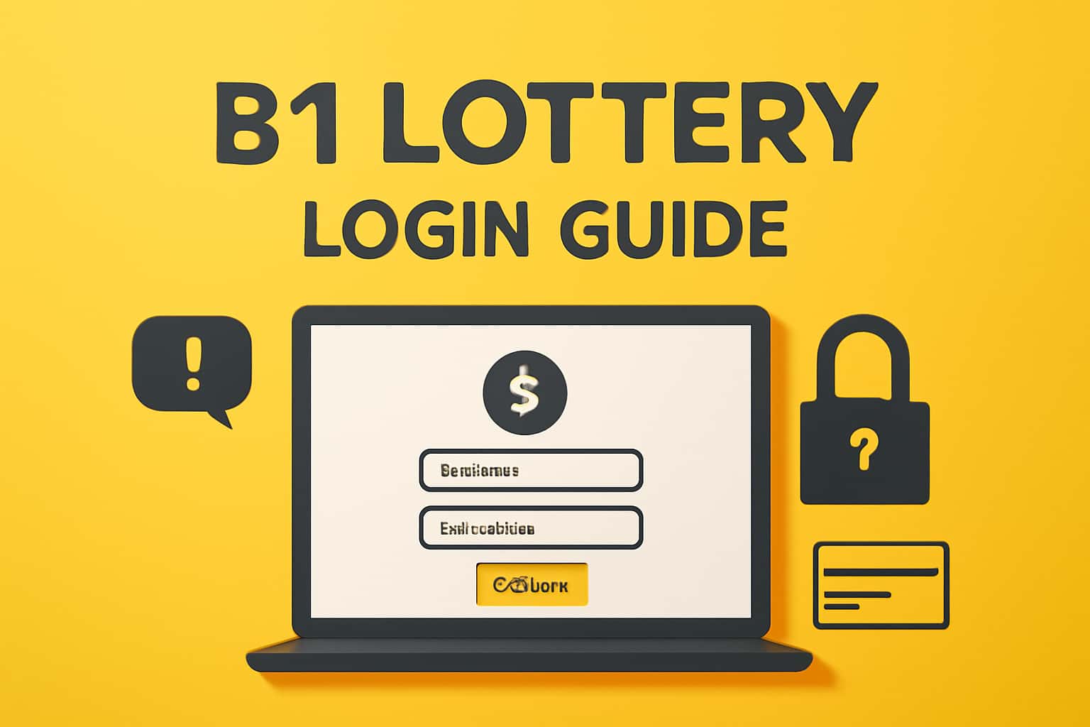 An informational scene illustrating the B1 Lottery Login Guide with a focus on accessibility and security.