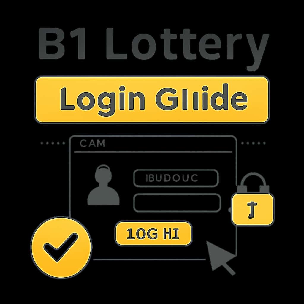 An educational diagram detailing the B1 Lottery login process.