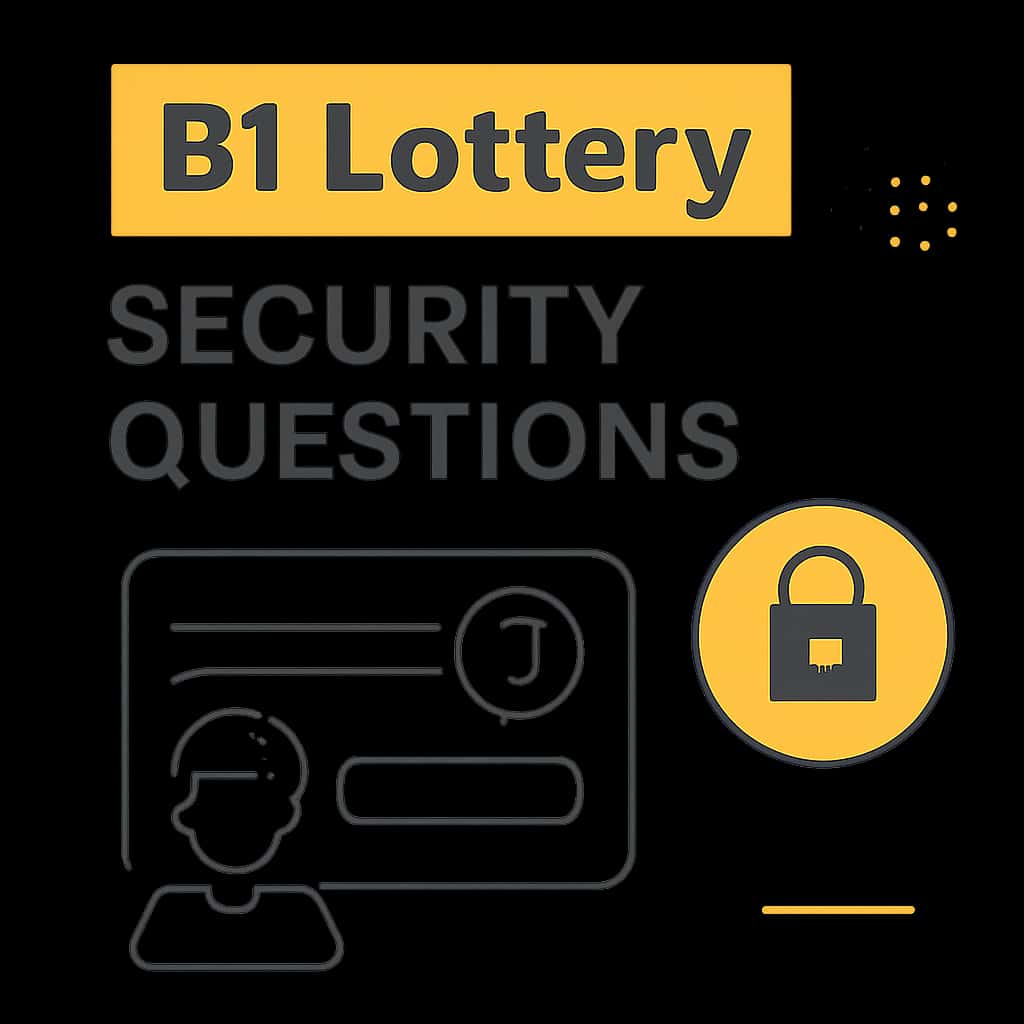 Illustration detailing B1 Lottery security questions process.