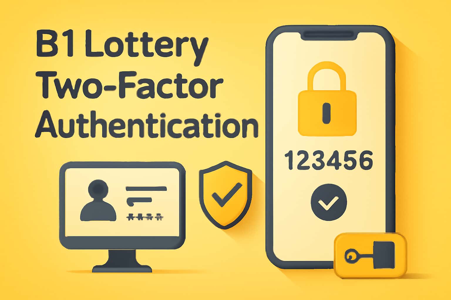 An informational representation of B1 Lottery Two-Factor Authentication in a secure digital context.