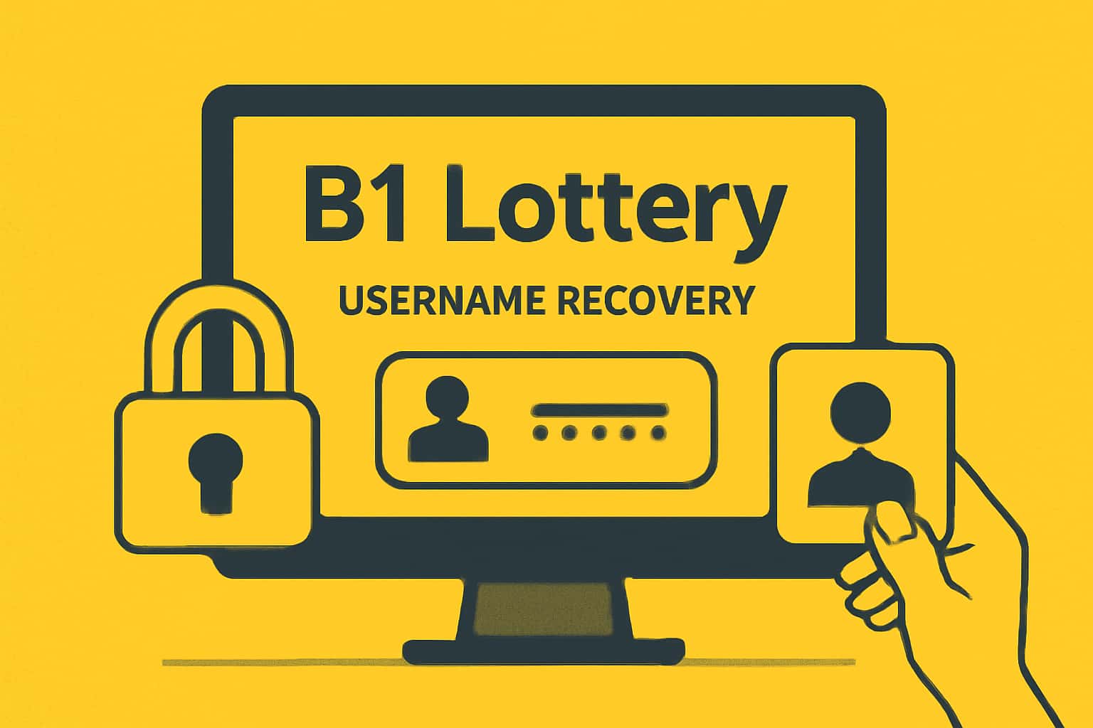 Informational graphic on B1 Lottery Username Recovery process.