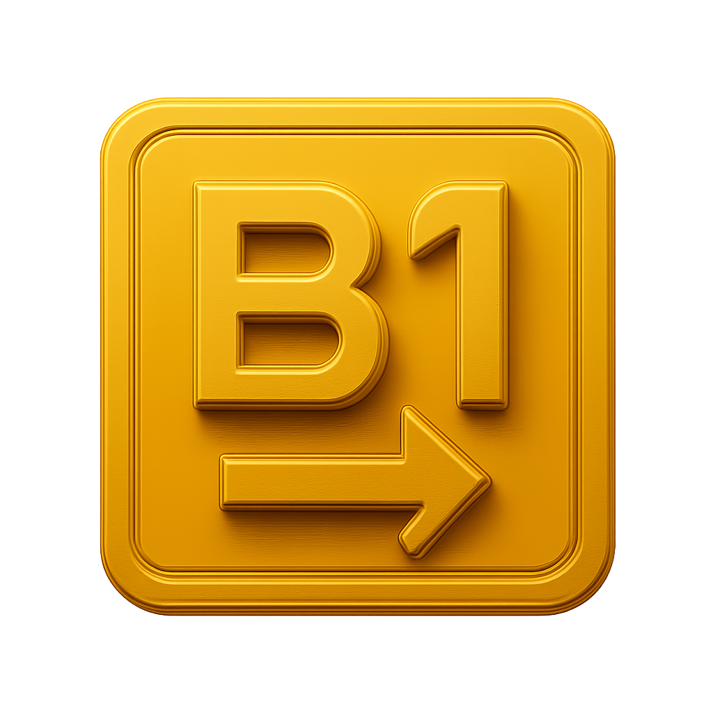 A simple badge symbolizing B1 Lottery Access Issues for user guidance.