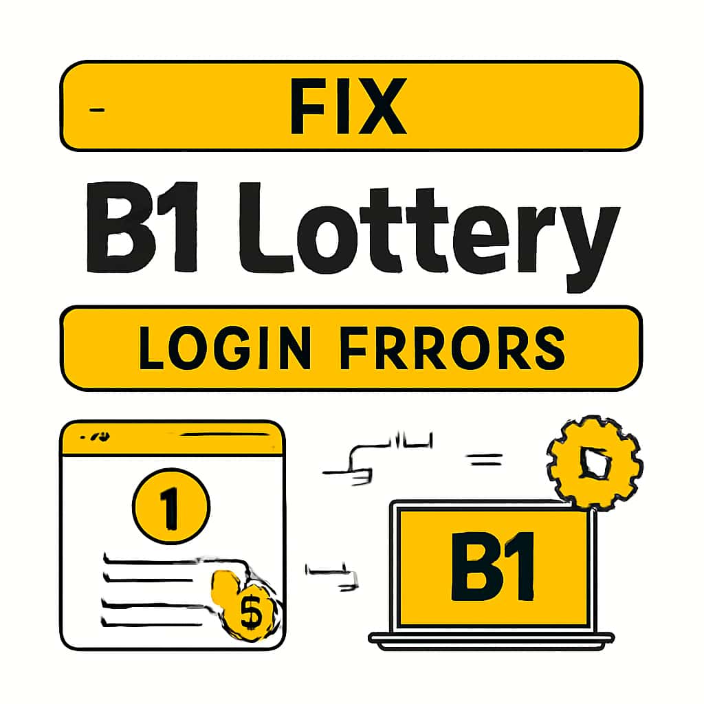 An educational diagram on troubleshooting B1 Lottery login errors.