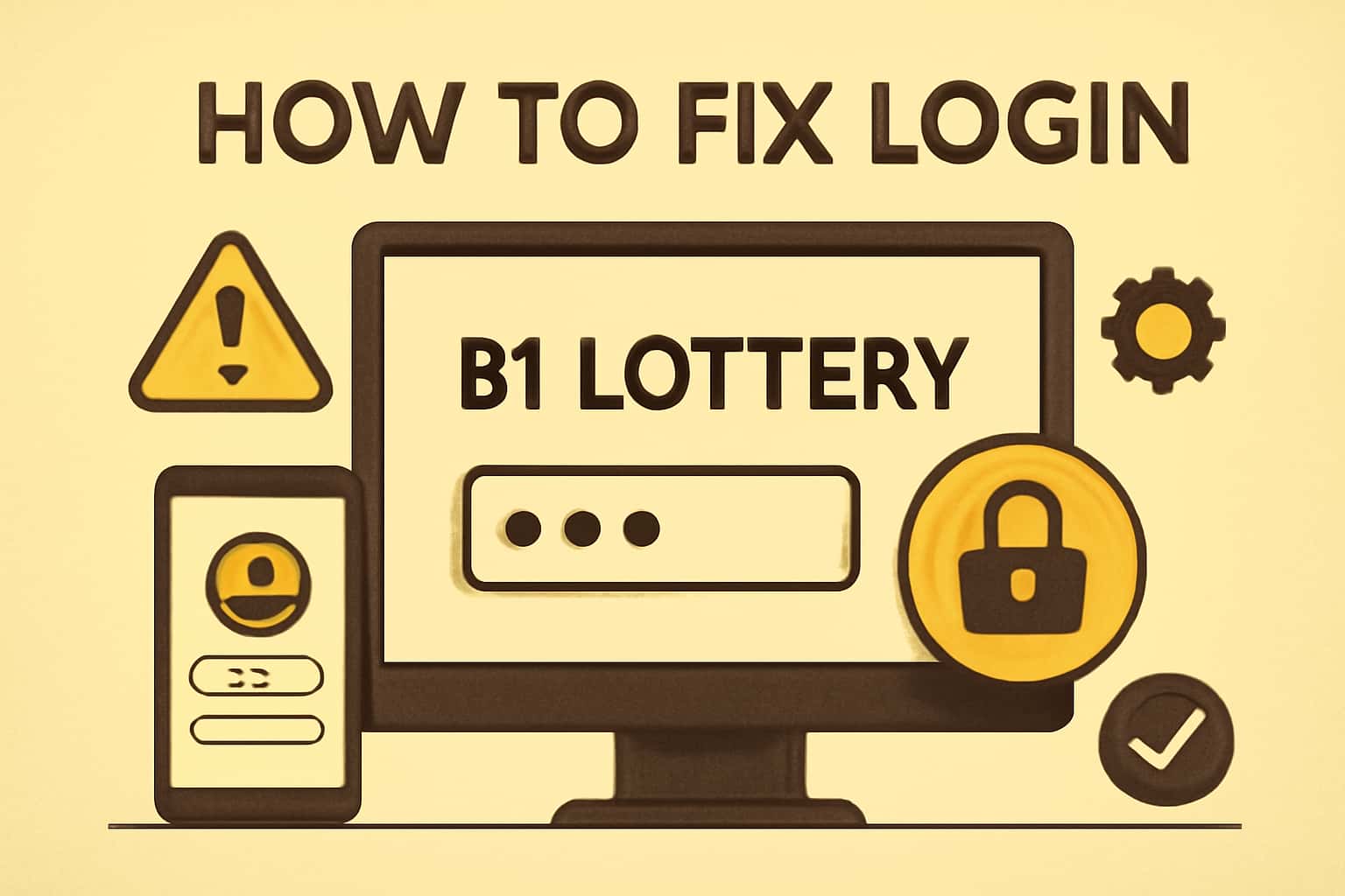 An illustrative representation of troubleshooting login issues in the B1 Lottery application.