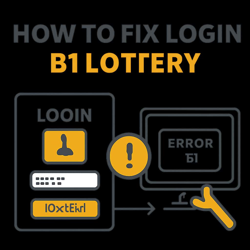 An educational diagram outlining steps to resolve B1 Lottery login issues.