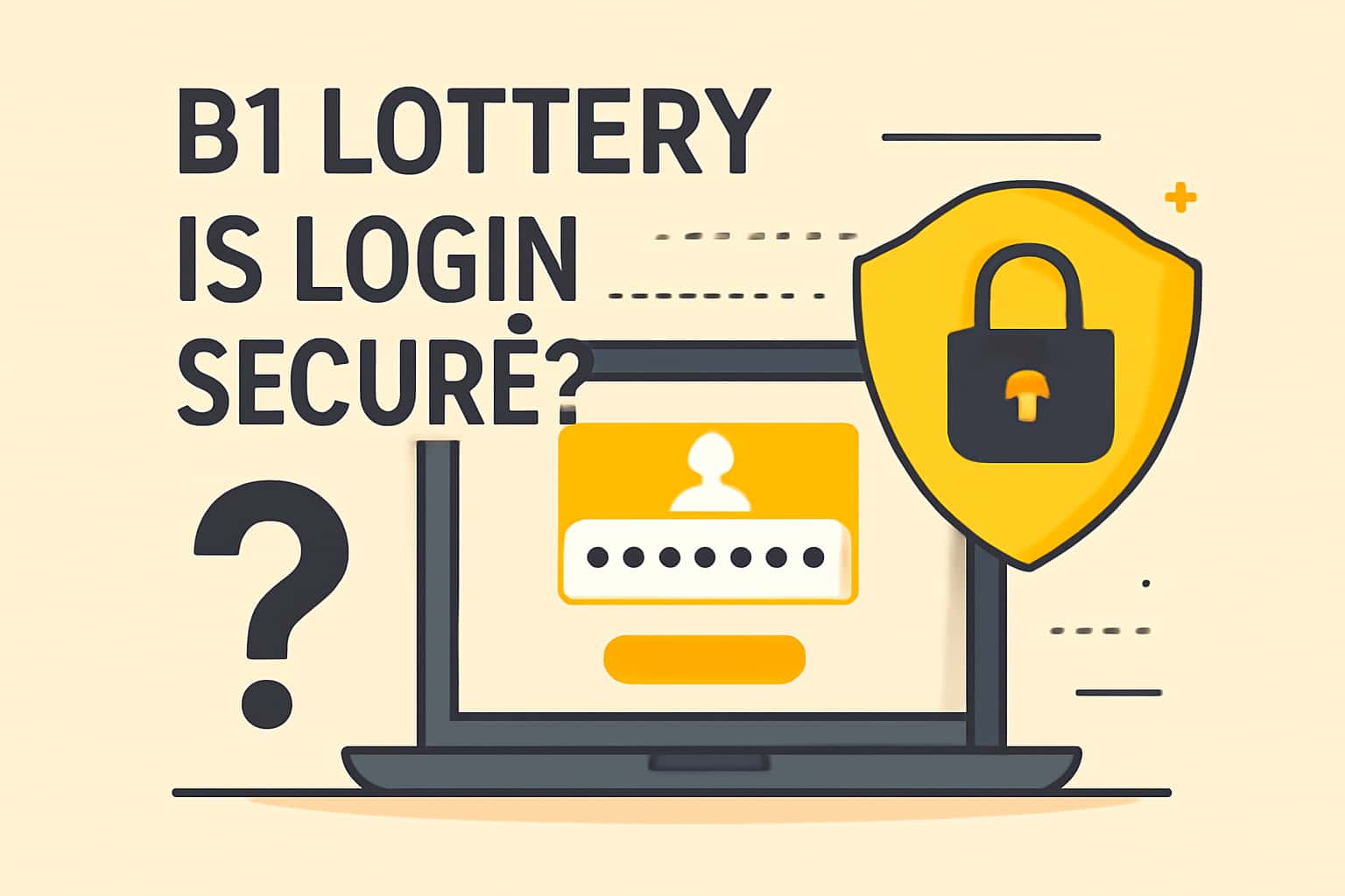 Illustrative scene showing B1 Lottery login security features with technology elements.