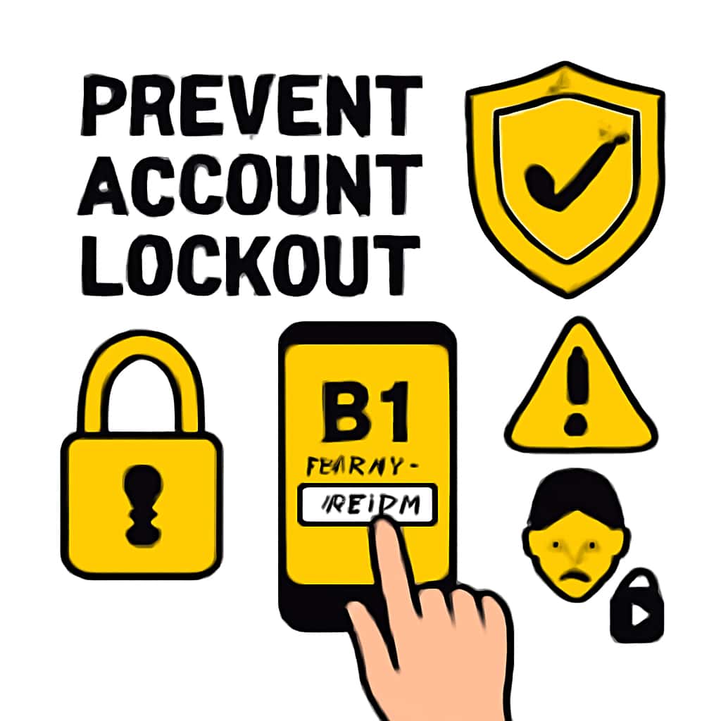 Illustration detailing steps to avoid B1 Lottery account lockout.